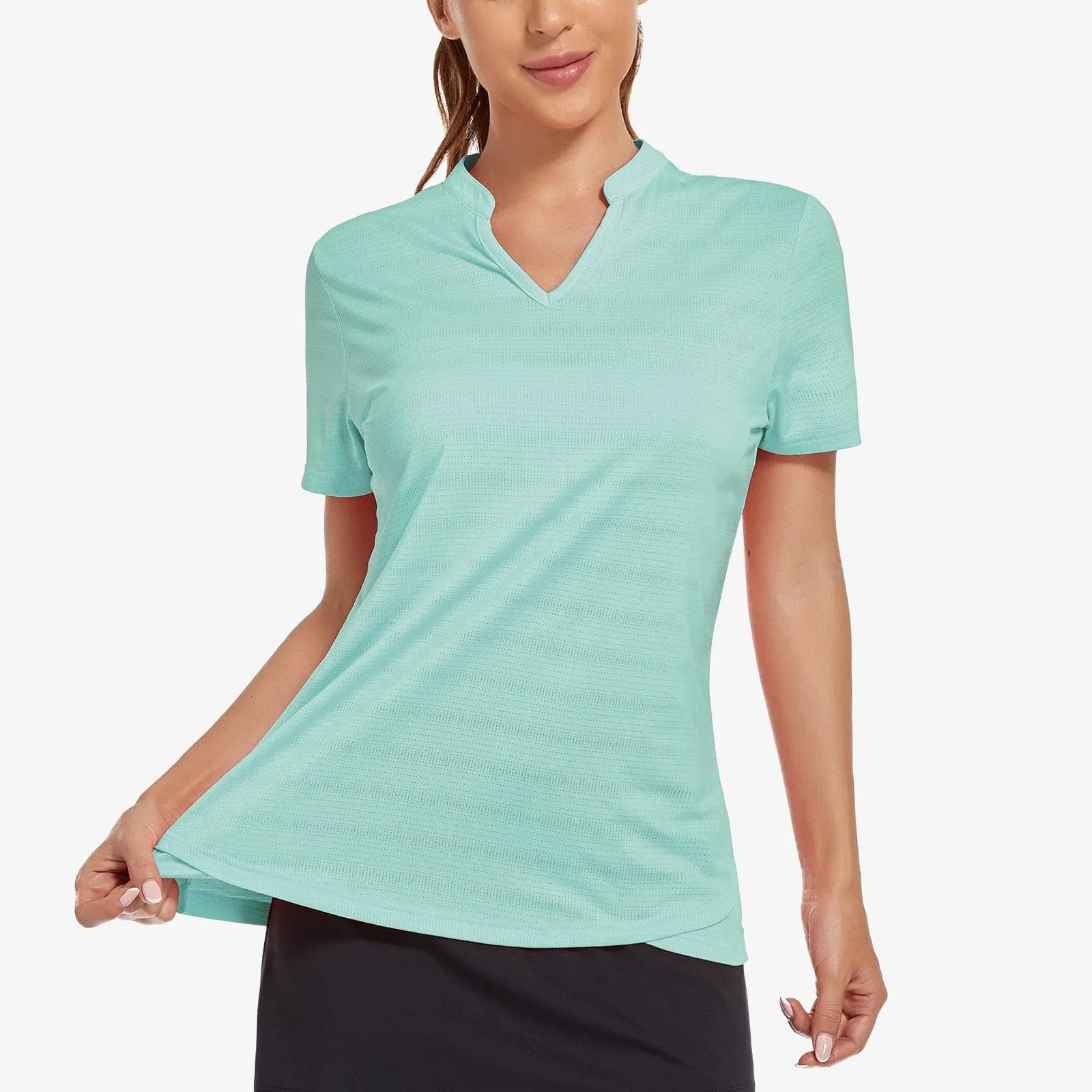 Women's Golf Polo Shirts Collarless UPF 50  Tennis Running T-Shirt
