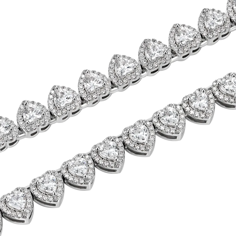 Women's Heart Shaped Cut Clustered Tennis Chain - 7mm