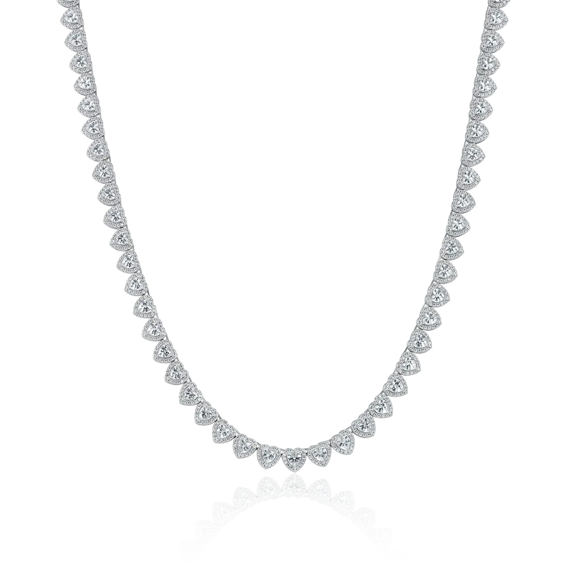 Women's Heart Shaped Cut Clustered Tennis Chain - 7mm