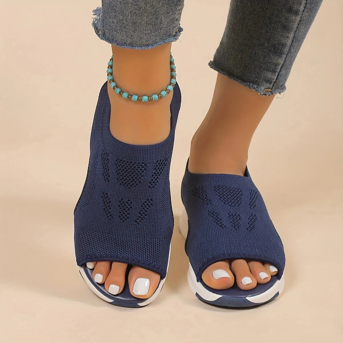 Women's Knit Wedge Sandals – Lightweight & Breathable