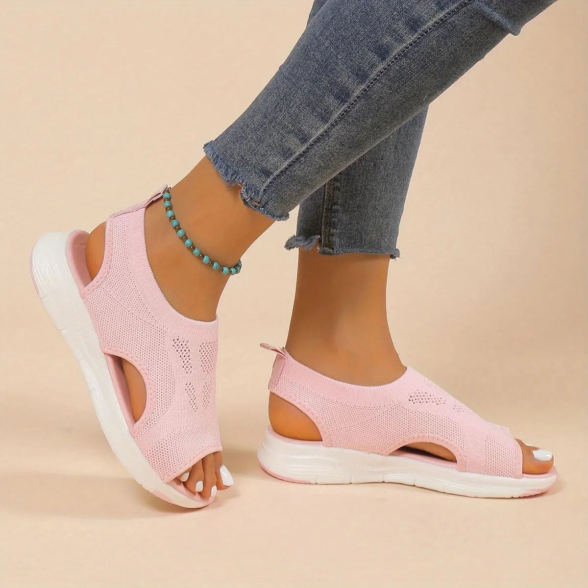 Women's Knit Wedge Sandals – Lightweight & Breathable