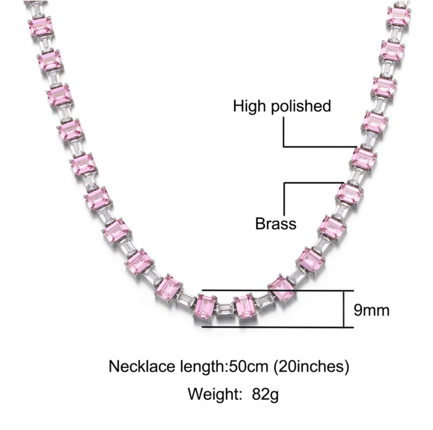 Womens | Pink Diamond Necklace | Pink Tennis Chain | Womens Necklace | Womens Tennis Chain | Womens Pink Emerald Necklace | Pink Emerald