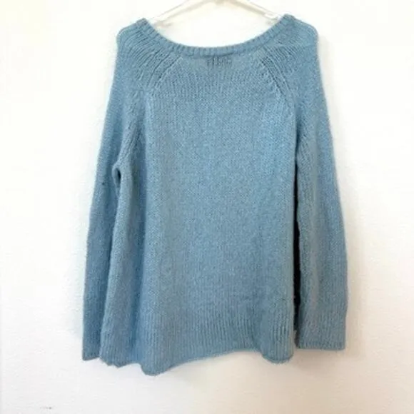 Wooden Ships Cozy Knit Mohair Wool Blend Sweater Blue SM Slouchy Coastal Boho