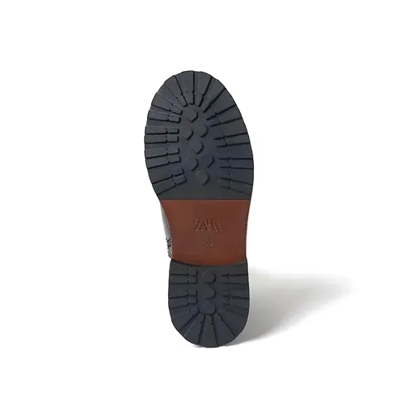 Zara GIRL &amp; BOY  KIDS/ LEATHER ANKLE BOOTS WITH GORING black color