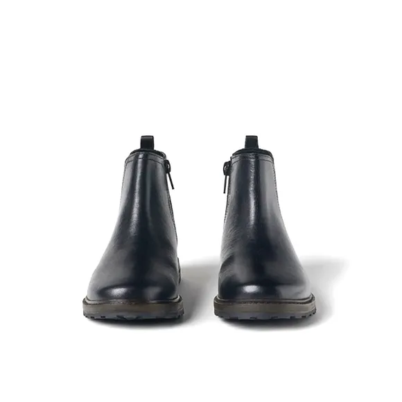 Zara GIRL &amp; BOY  KIDS/ LEATHER ANKLE BOOTS WITH GORING black color